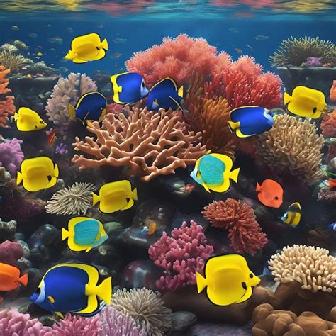 Premium Photo A Vibrant Coral Reef Teeming With Colorful Fish Set