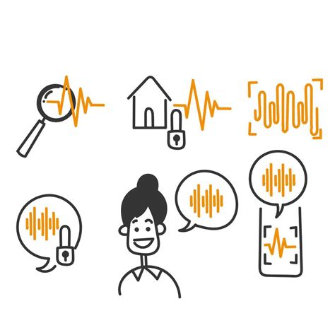 Hand Drawn Doodle Voice Recognition Related Icon Illustration