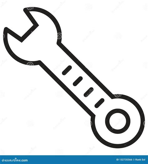 spanner outline  filled isolated vector icon    easily