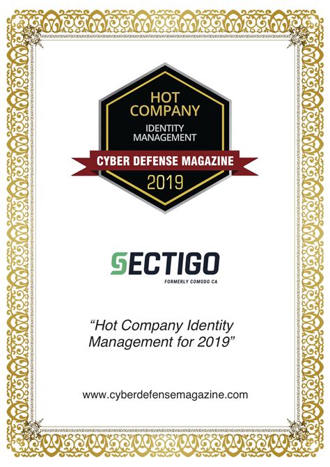 2019 Cyber Defense Magazines Infosec Awards Sectigo® Official