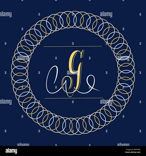 Ornate Letter G Hand Lettering Calligraphy Monogram Design Stock