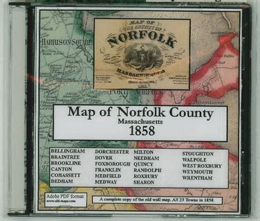 Map of Norfolk County, Massachusetts 1858