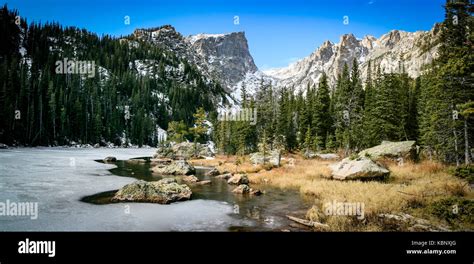 Dream Lake With Hallett Peak And Flattop Mountain In Rocky Mountain