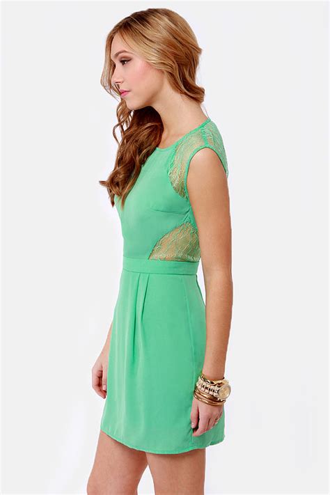 Pretty Seafoam Green Dress - Lace Dress - Cutout Dress - $43.00