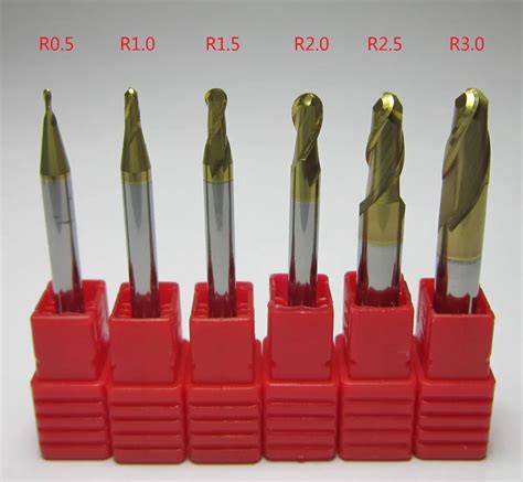 Pcs R R Hrc Flutes Tungsten Carbide Ball Nose End Mills Set