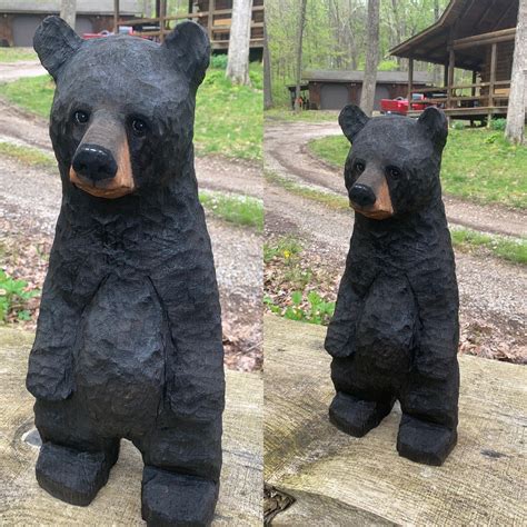 Bear Chainsaw Carving Carved Black Bear Wooden Bear Wood Carving