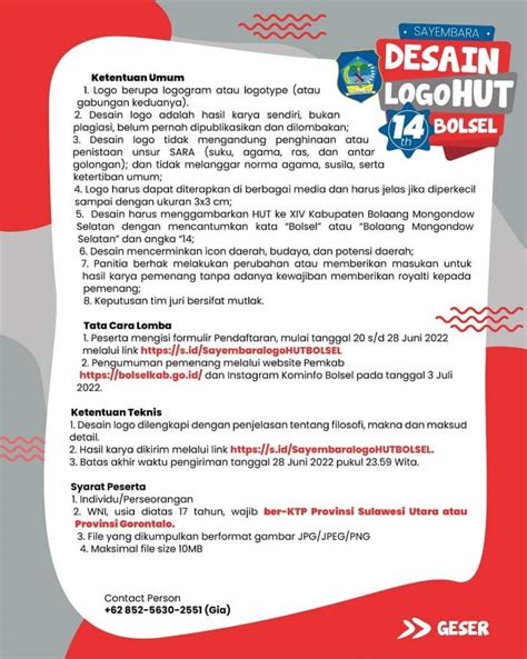 Ayo Ikut Sayembara Desain Logo Hut Bolsel Ke 14 Cek Link Daftar Disini • E