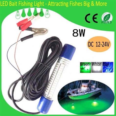 20pcslot 8w 12v Led Green Underwater Squid Fishing Light Lure