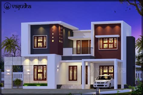 Sq Ft Bhk Contemporary Style Two Storey House And Free Plan