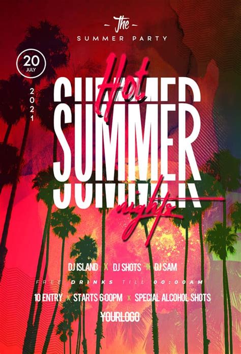 Hot Summer Nights Party Free Flyer Template Freepsdflyer