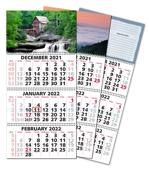 Three Month Calendar Month View With Week Numbers Wall Calendar