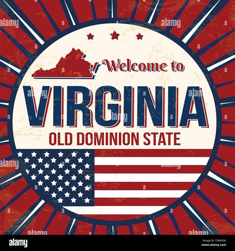 Welcome To Virginia Vintage Grunge Poster Vector Illustration Stock