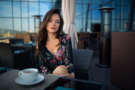 Model HD Woman Depth Of Field Long Hair Brunette HD Wallpaper Rare Gallery