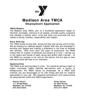 Fillable Online Madisonareaymca Madison Area Ymca Employment