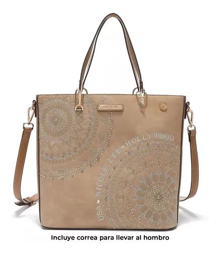 Bolsa Tote Josefina Nicole Lee Con Mandala Bordado Fw Color Beige