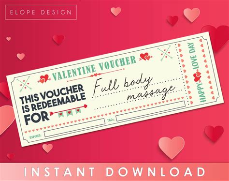 Valentine Voucher Full Body Massage Coupon Valentine's - Etsy