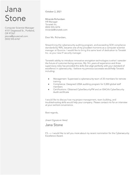 Computer Science Cover Letter Examples And Templates For