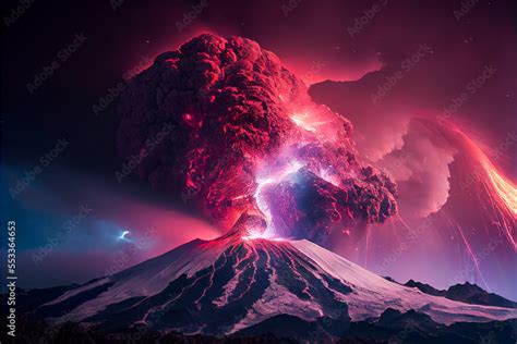 Mount Fuji, Japan, volcanic eruption Stock Illustration | Adobe Stock