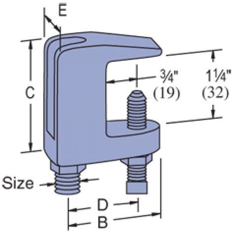 P2899 Series 3 8 Thru 3 4 Rod Wide Throat Top Beam Clamp 1 5 8