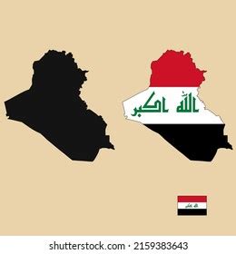 Vector Iraq Country Outline Map Flag Stock Vector (Royalty Free ...