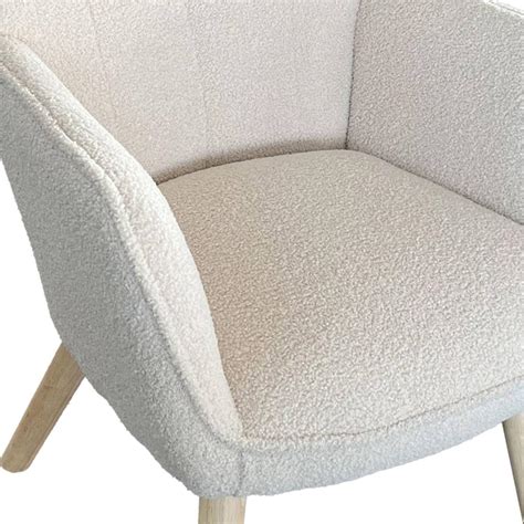 Fauteuil Scandinave Tissu Bouclette Lain E Cr Me Klarys Fauteuil Pas Cher