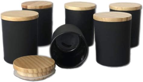 Candle Making Jar 6 Pack 6oz Matte Black With Wood Lid Uk