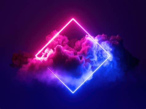 Premium Photo | 3d render, abstract minimal background, pink blue neon ...