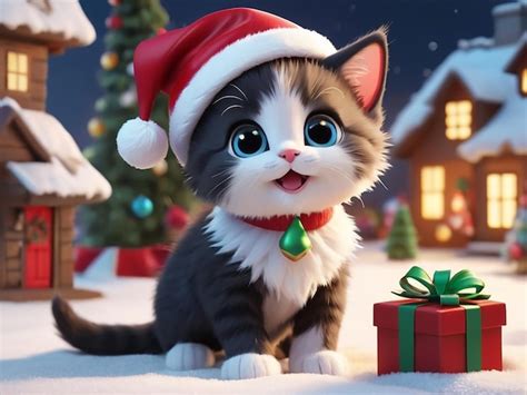 Premium Ai Image Feline Festivities Adorable Christmas Moments With A