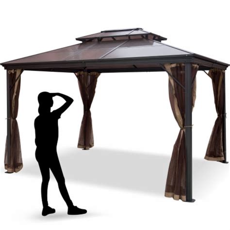 Patio Gazebo Canopy Hardtop With Mosquito Netting 10X10 Ft Outdoor ...