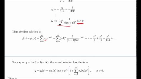 Series Solution Of Xy Y 0 Finding Four Terms Youtube