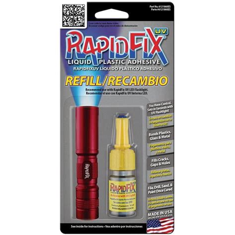 Rapidfix Rfx6121860es Uv Liquid Plastic Adhesive 10 Ml Single Pack Refill