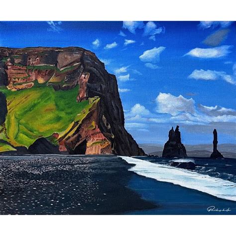 Icelandic sea cliff acrylic canvas landscape Painting | Arts Fiesta