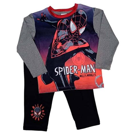 Pijama Spiderman Talla 10 Manga Larga Con Estampado Miles Morales Negro