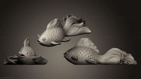 Animal figurines - Fish 4, STKJ_0542. 3D stl model for CNC