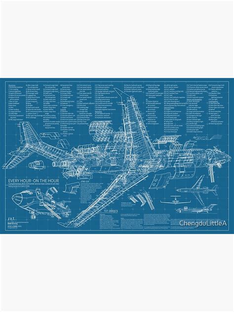 "Boeing 727 Cutaway Drawing Blueprint" Photographic Print by ...