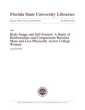 Fillable Online Diginole Lib Fsu Body Image And Self Esteem A Study Of