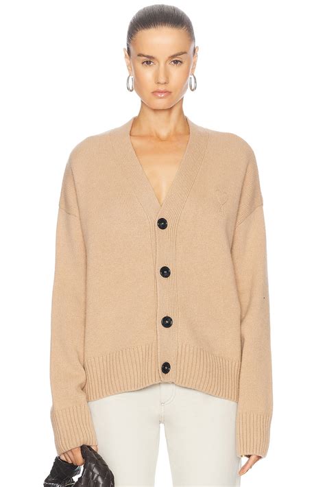 AMI Paris Embossed Adc Cardigan In Nude FWRD