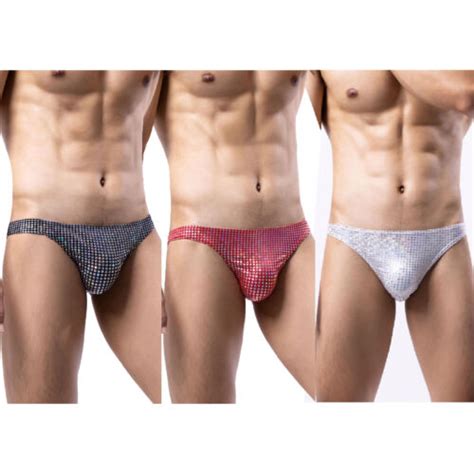 Sexy Mens Shiny Metallic Low Rise Bikini Briefs Seamless Swim Lingerie Underwear Ebay