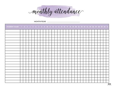 Printable Monthly School Attendance Sheet-6