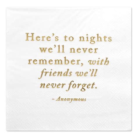 Andaz Press Here S To Nights Funny Quotes Cocktail Napkins Gold Foil