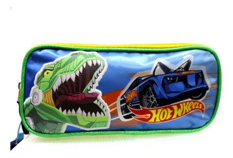 Lapicera Escolar Doble Hotwheels Dinosaurio Color Azul Hot Wheels Meses Sin Inter S
