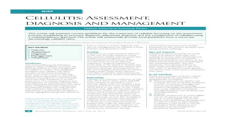 Clinical Review Cellulitis Assessment Diagnosis And Cellulitis And Lymphoedema Management