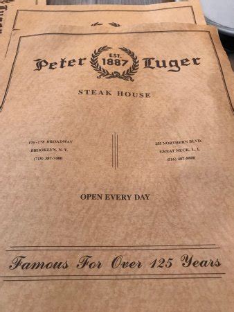 Peter Luger Great Neck Menu With Prices Scottie Gore