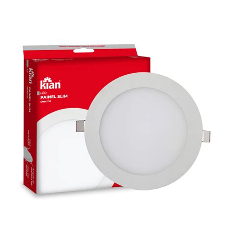 Kian Luminaria Painel Slim Led Embutir Branca Fria 18w Redondo Patria