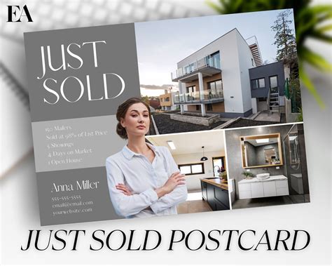 Just Sold Postcard for Real Estate Agents Real Estate Postcard Template