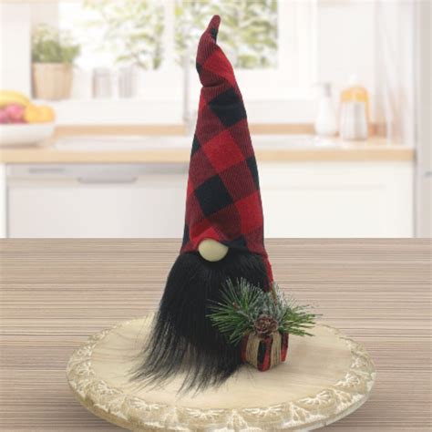 Red And Black Buffalo Plaid Christmas Gnome Holiday Tiered Tray Decor