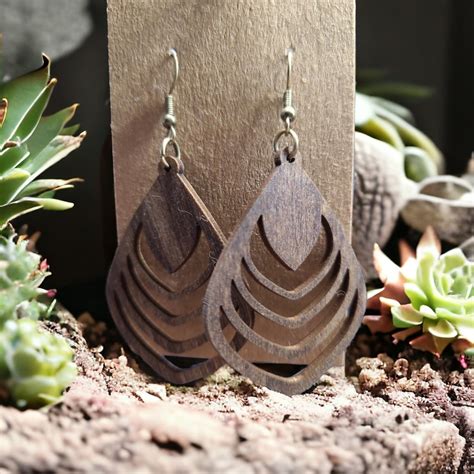 Laser Cut Wood Earrings Natural Wood Colors - Etsy