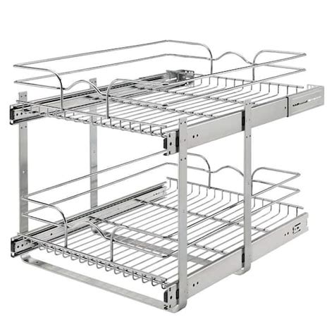 Rev A Shelf Chrome 2 Tier Cabinet Pull Out Wire Baskets 5WB2 1822CR 1