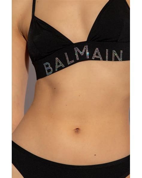 Balmain Bikini With Logo In Black Lyst