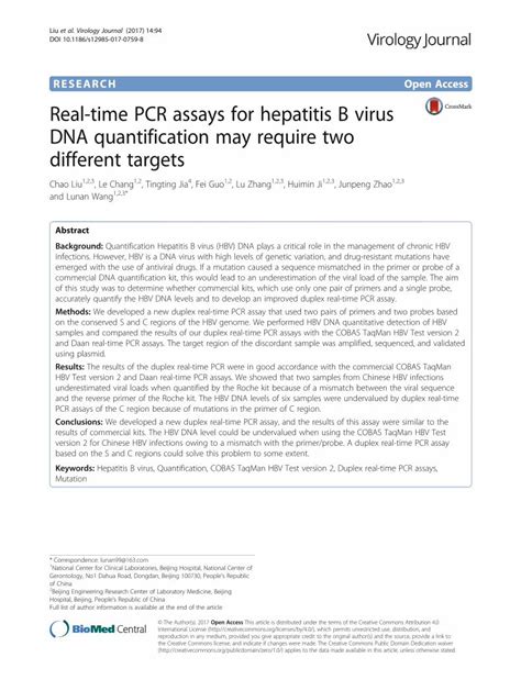 Pdf Real Time Pcr Assays For Hepatitis B Virus Dna Dokumentips